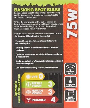 Komodo 75 Watt Basking Spot Bulb color may vary - Buy Online on GoSupps.com
