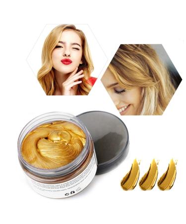 HTRUIYATY Natural colored wax for temporary hair coloring plant-based formula washable for women and men 120 g matte gold