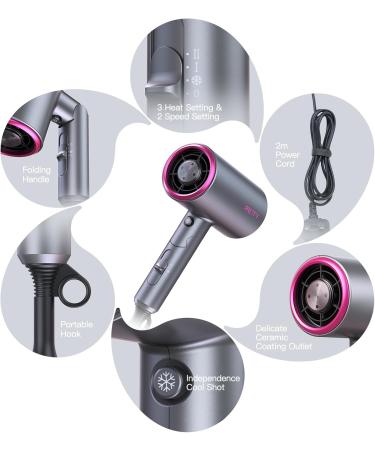 PRETFY Portable Hair Dryer 1875W - Professional Ionic Blow Dryer with Diffuser Lightweight & Low Noise Perfect for Home & Travel (Gray - Buy Online on GoSupps.com