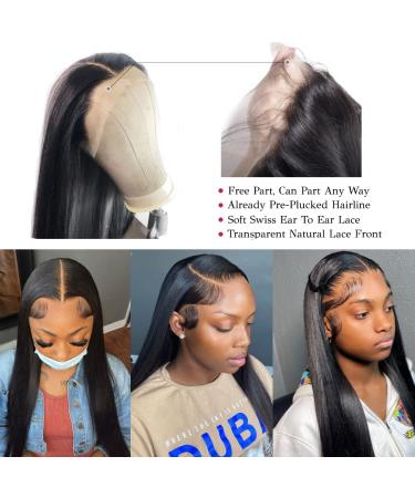 Ossilee 18 inch Straight Lace Front Wig 10A Brazilian Virgin Human Hair 180% Density HD Transparent Lace Frontal Wig for Black Women - Pre Plucked with Baby Hair - Glueless Natural Hairline - 13x4 - Buy Online on GoSupps.com