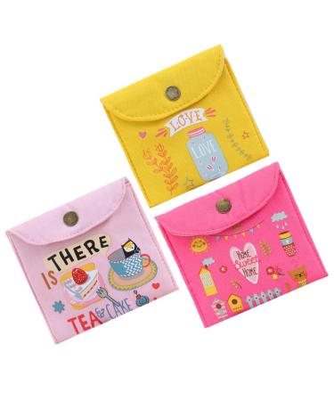 Healvian Tampon Bag 3pcs Napkin Storage Bag Towel Pouch Canvas Change Purse Menstrual Pad Bag Zipper Wallet Coin Purses Make up Bag Organizer Bag Women Menstrual Pad Bag Diaper Pouch