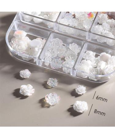 Wedding Acrylic Resin Charms Elegant Nail Art Decor Aurora 3D White Nail Rhinestones Camellia - Buy Online on GoSupps.com