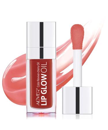 Plumping Lip Oil Hydrating Lip Gloss  Long Lasting Nourishing Lip Glow Oil Color Reviver Cherry Oil  Non-sticky Transparent Tinted Lip Balm  Big Brush Head Repairing Primer Lip Tint (03ROSEWOOD)