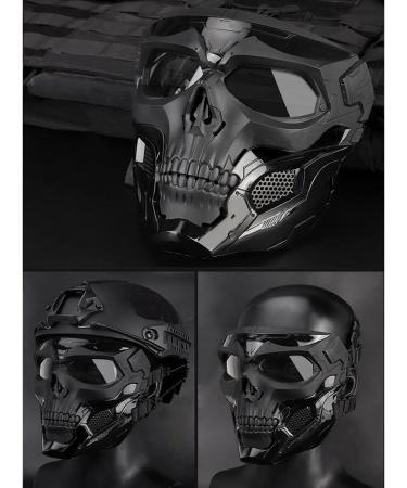 AOUTACC Airsoft Mask Skeleton Skull Mask with Goggles full face Protective Paintball Mask Adjustable Tactical Mask for Halloween Paintball Game Movie Props Party Cosplay Outdoor Activities(Black) - Buy Online on GoSupps.com