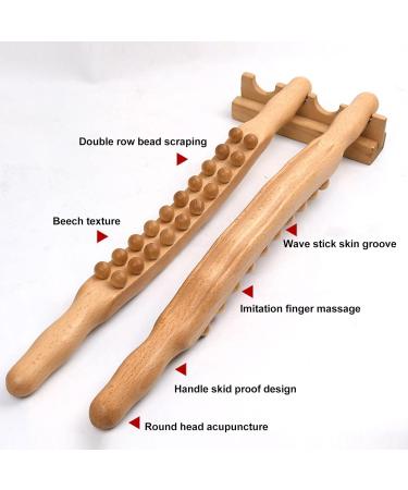 Wood Scratch Back Massage Roller - Two-Row 20 Pearl Lymphatic Drainage Device for Neck & Back Relief - Buy Online on GoSupps.com