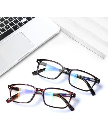 Cojwis Reading Glasses 2 Pack - Blue Light Blocking Feather Hinge Anti-Dizzy Glasses for Men & Women (2 Colors 2.00x) - Buy Online on GoSupps.com