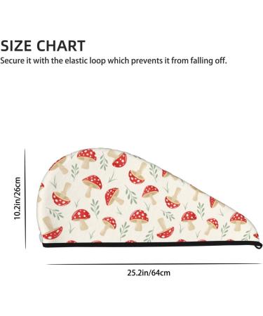 Quick-Dry Hair Towel Wrap | Cartoon Flat Mushrooms | Hair Drying Turban & Head Towel - Buy Online on GoSupps.com