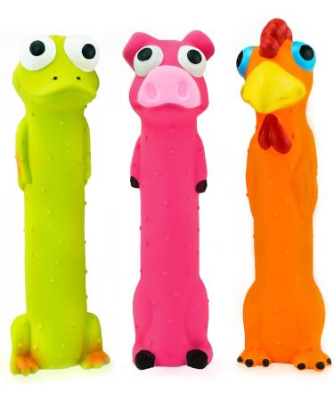 Chiwava 3-Pack 9-Inch Squeaky Dog Toys - Interactive Latex Puppy Play in Assorted Colors - Buy Online on GoSupps.com