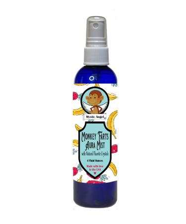 Monkey Farts Aura Mist with Reiki Charged Fluorite Crystals - 4 oz. - Spray Negative Energy Away - Cleanse Your Aura and Boost Your Mood