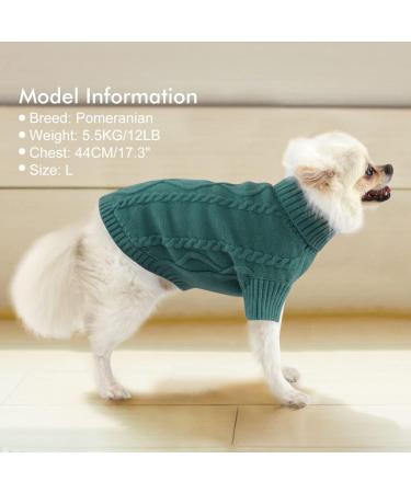 Warm Peacock Green Dog Sweater for Small Dogs - Winter Turtleneck Knit Sweater | Soft Stylish Pet Clothing - Buy Online on GoSupps.com