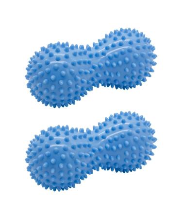 Stinge massage ball peanut shape hand-foot massage device deep fabric muscle relaxation roller 2 pieces blue spiky peanut ball massage erd nuts spiky massage roller