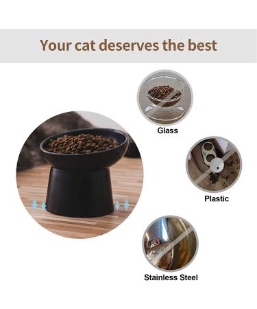 Small Ceramic Raised Cat Bowls - Tilted & Elevated for Stress-Free Feeding - Backflow Prevention - Dishwasher & Microwave Safe - Lead & Cadmium Free - Black - Buy Online on GoSupps.com
