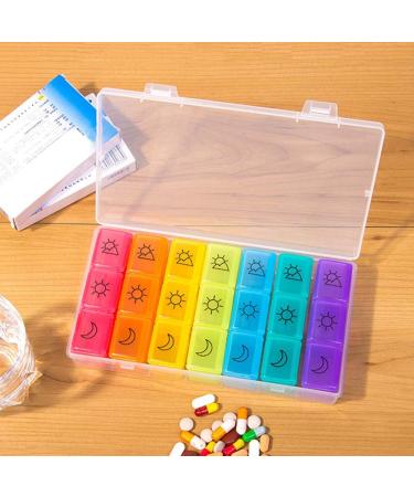 Buy Weekly Pill Organizer 7 Day - Moisture-Resistant Large Daily Cases for Pills Vitamins Fish Oil & Supplements - Rainbow Colors international shipping available - Buy Online on GoSupps.com