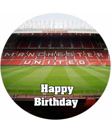 Old Trafford Pitch and Name Man Utd Personalised 7.5 inch Round PRECUT Edible Icing or Rice paper Cake Topper Decoration Birthday - Buy Online on GoSupps.com