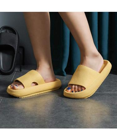 Sliders Cloud Slippers Women Men Non-Slip Mens Womens Slippers Cloud Sliders Soft Flip Flops with Thick Sole for Shower Bathroom Pool Beach 7 UK Yellow - Buy Online on GoSupps.com