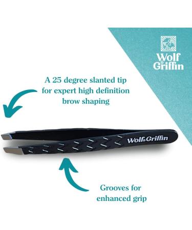 Wolf & Griffin Ultimate Precision Mini Tweezers - Stainless Steel Slanted Eyebrow Tweezers Black | Perfect for Flawless Grooming - Buy Online on GoSupps.com