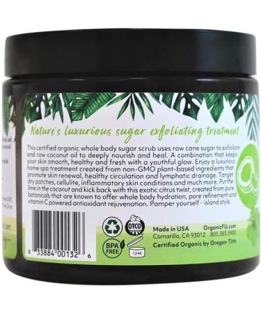 Organic Fiji Whole Body Scrub - Infused with Coconut Oil Exfoliating Sugar Scrub for Smooth and Soft Skin Exfoliates & Restores Skin's Natural Biosphere Coconut Lime 20 oz - Buy Online on GoSupps.com