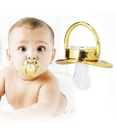 Golden Letter Infant Pacifier | Portable Silicone Toddler Pacifier with Exquisite Rhinestone (Letter N) | Safe & Fashionable - Buy Online on GoSupps.com
