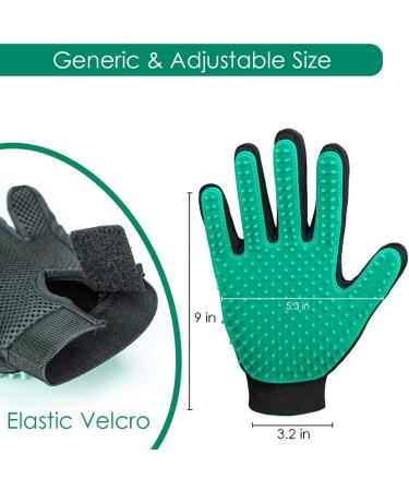 Pet Hair Remover Gloves with 255 Tips for Dog and Cat Grooming - 1 Pair Left & Right Deshedding Glove Brush - Green - Buy Online on GoSupps.com