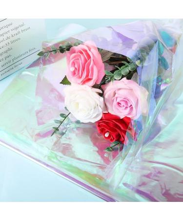 Pengxiaomei 32in x 50 Ft Iridescent Cellophane Gift Wrap Roll - Holographic Mother's Day Wrap for Gift Baskets and Floral Bouquets - Buy Online on GoSupps.com