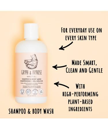 Gryph & IvyRose Bare It All 2-in-1 Shampoo & Body Wash - All Natural, Vegan & Cruelty-Free - 8oz (1-Pack) - Buy Online on GoSupps.com