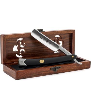 Buy A.P. Donovan 7/8 Solid Razor Set - Carbon Steel Black Plastic Handle | Brush Soap Paste & Leather String Included | International Shipping Available - Buy Online on GoSupps.com