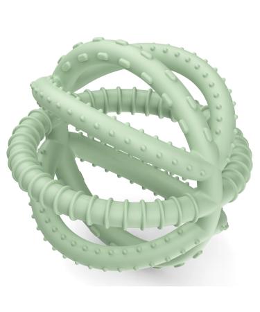 Aolso silicone baby ball bite ring baby toy and chew baby bite ring toys made of food quality silicone bpa-fre green