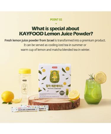 KAYFOOD Matcha Lemonade: Premium Korean Green Tea & Lemon Juice Powder Mix - 20 Stick Packs, 3.53oz/100g, Sugar Free Diet, with Gift Bottle - Buy Online on GoSupps.com