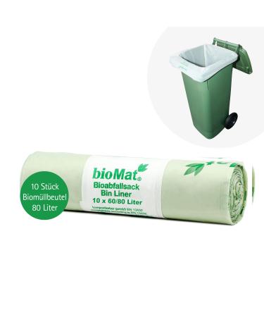 Biomat compostable 80l garbage bags 10 organic waste bag for bio bin residual waste bin premium quality climate neutral made in Germany 10 pieces (1 Pack) 80l (10 pieces)) - Buy Online on GoSupps.com