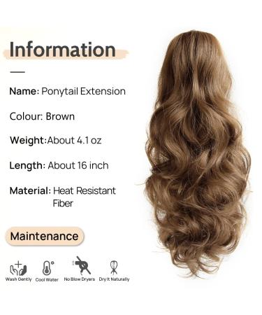 Copper Brown Wavy Ponytail Extension Claw 16 - Synthetic Clip-in Hair Piece for Women - Brown 6 oz - #12 Brown - Buy Online on GoSupps.com