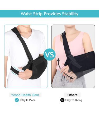 Arm Sling for Shoulder - Breathable Mesh Immobilizer with Waist Strap | Support for Broken Arm Wrist Elbow & Shoulder Injury - Unisex Left/Right Fit - Buy Online on GoSupps.com