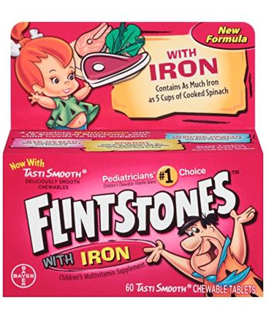 Flintstones Children's Multivitamin + Iron Chewable Tablets - 60 Count - Buy Online on GoSupps.com