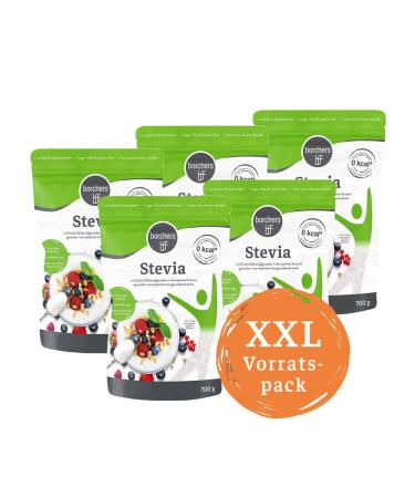 5x borchers Stevia Crystalline Sprinkled Sweetener | Hardly any calories | Value pack 700g | 5x 700g