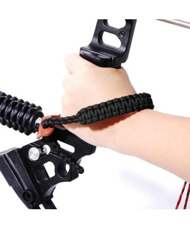 Elm Ray Archery Bow Wrist Sling - Durable 550 Paracord & Leather - Black - Buy Online on GoSupps.com