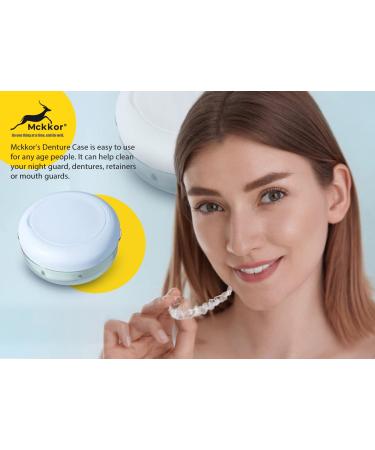 Denture Case for Travel - No-Leak Denture Bath with Strainer & Mirror (Black) - Buy Online on GoSupps.com