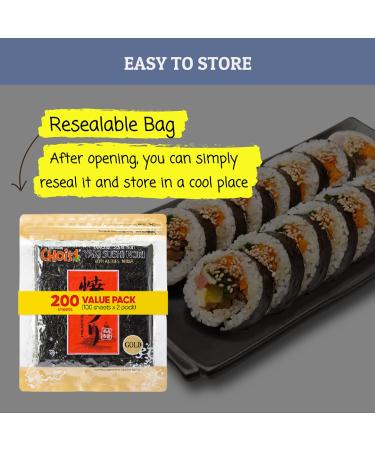 Daechun(Choi's1) Roasted Seaweed GIM (100+100 Full Sheets) Value Pack - Gold Grade, Vegan, Gluten Free from Korea - Buy Online on GoSupps.com
