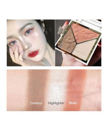 3-in-1 Makeup Palette: Highlighter, Contour, Blush - Matte Shimmer Glow | Face Illuminator Powder for Bronzer & Silky Contouring - Compact & Brillliant Finish - Buy Online on GoSupps.com