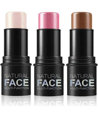 Blush Stick 3 PCS Contour Stick Waterproof Long Lasting Highlighter Makeup Stick Lightweight Multi-use Cream Contour Buildable Face Makeup Kit for Cheeks Lips - Buy Online on GoSupps.com