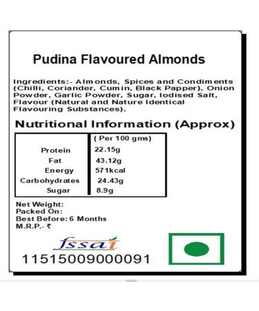 Jaiccha Ghasitaram Rakhi Gifts for Brothers Rakhi Dryfruits - Pack of 2 Pudina Barbeque Almonds Pouches Small 200 GMS with 2 Rudraksh rakhis - Buy Online on GoSupps.com