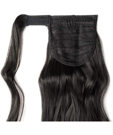 17" Long Curly Wavy Wrap Around Ponytail Clip in Hair Extensions One Piece Hairpiece Magic Tape in Pony Tail Extension for Women Natural Black - Buy Online on GoSupps.com