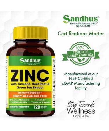 SPEC Zinc 30mg with Turmeric for Immune Support - 120 Vegetarian Capsules - Buy Online on GoSupps.com