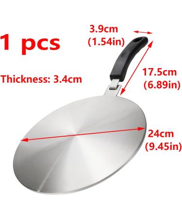 Stainless Steel Heat Diffuser 9.45" for Induction & Electric Cooktops - Removable Handle Black | International Shipping Available - Buy Online on GoSupps.com