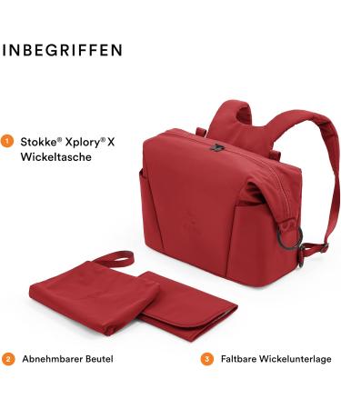 Stokke Xplory X Wrap Pocket - Versatile Shoulder Bag & Backpack Foldable UPF 50+ Water-Repellent Easy to Clean - Ruby Red - Buy Online on GoSupps.com