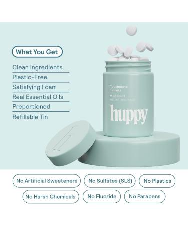 HUPPY Toothpaste Tablets Nano Hydroxyapatite - Natural Whitening Fluoride Free and Remineralizing - Travel Tabs Strawberry Flavor 62 Count 62 count w/ a refillable jar - Buy Online on GoSupps.com