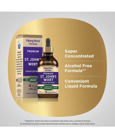 Piping Rock St John's Wort Supplement | 4 Fl Oz | Liquid Herbal Extract | Vegetarian Alcohol Sugar Free | Non-GMO Gluten Free - Buy Online on GoSupps.com