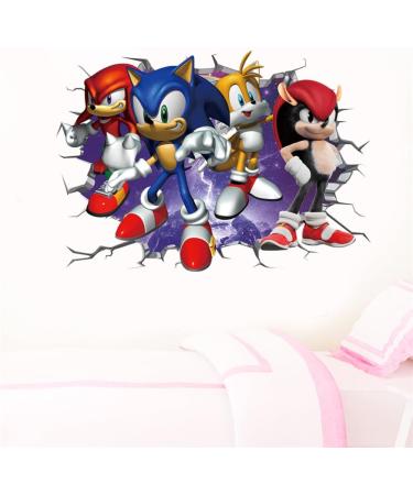 Speed Power Red Hedgehog Anime Cartoon Wall Stickers - 3D Breaking Wall Decals for Bedrooms - Wall Art Decor for Living Room - Buy Online on GoSupps.com