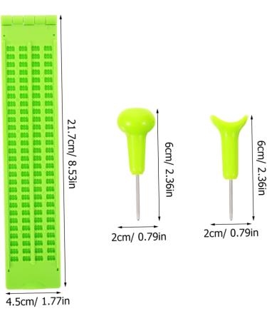 OHPHCALL Braille Writing Fingerboard 1 Set Braille Tablet School Supplies Plastic Braille Writing Slate 21.70X4.50X0.50CM Green - Buy Online on GoSupps.com