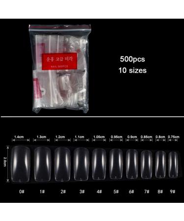 500 Pieces Square False Nails | Transparent Artificial Fingernails for DIY Nail Art & Salons | 10 Sizes Available - International Shipping - Buy Online on GoSupps.com