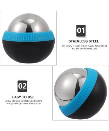 FRCOLOR Stainless Steel Ice Massage Ball Roller - Deep Cooling Facial & Foot Massage Tool | 8.3x7.5x7cm - Blue - Buy Online on GoSupps.com