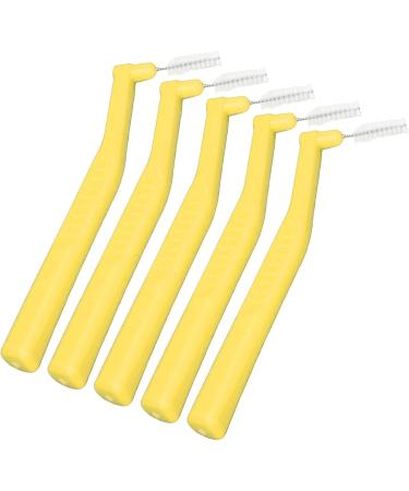 Interdental Toothbrush Set - L-Shaped Brushes for Effective Cleaning & Plaque Removal | 5 Pieces for Braces & Dental Care - Yellow - Buy Online on GoSupps.com